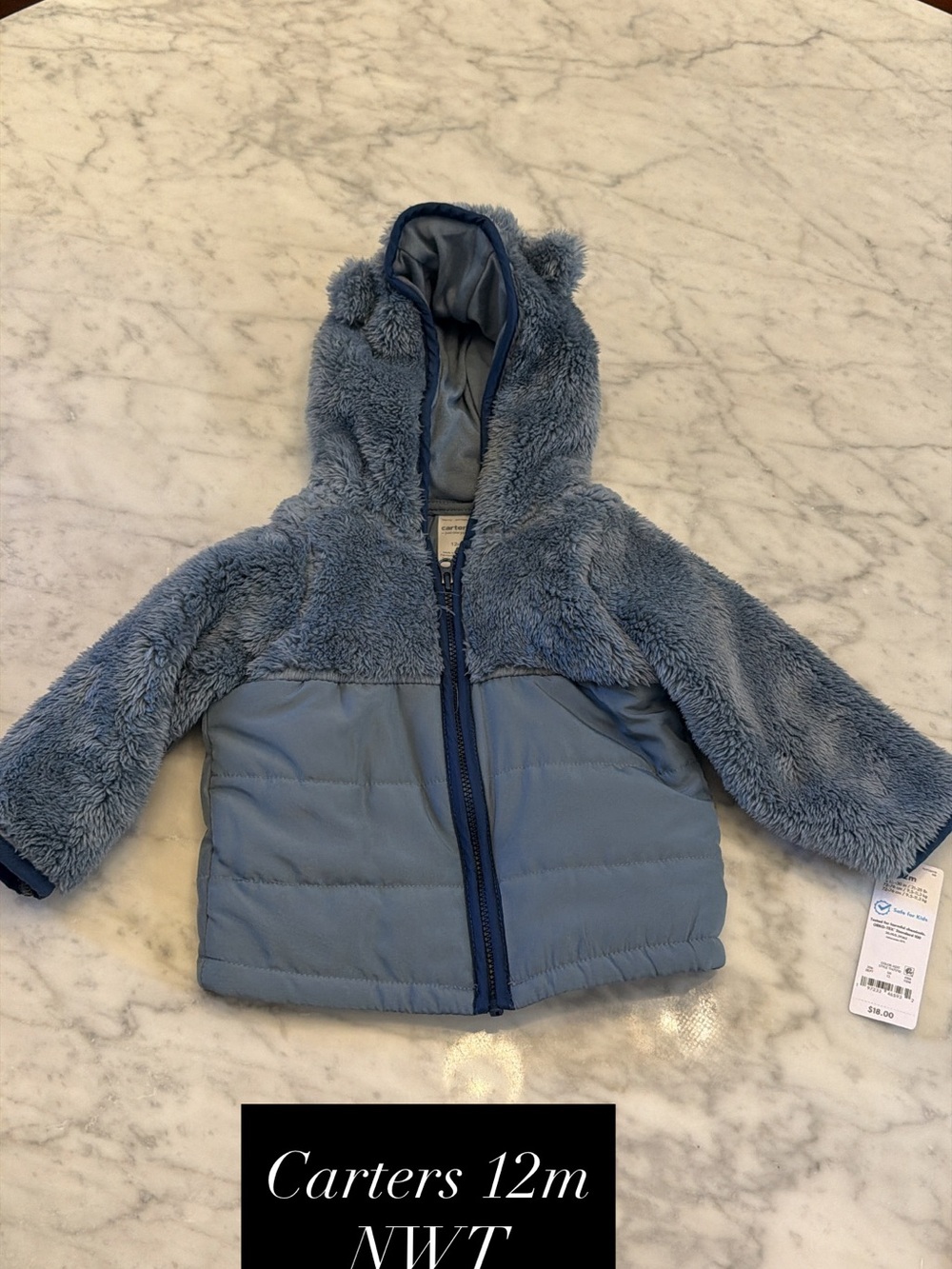 Carter's Blue Fuzzy Hooded Baby Jacket